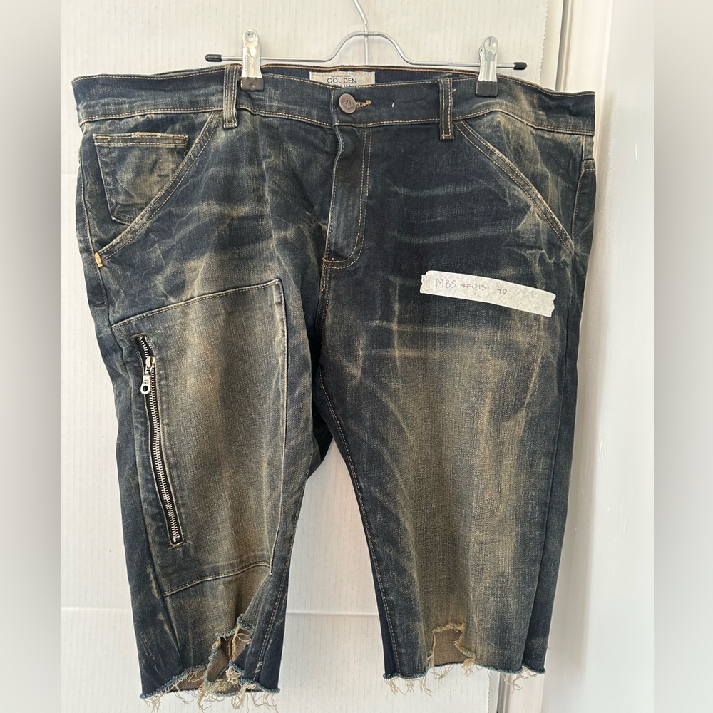 Men's Distressed blue Jeans shorts stretch